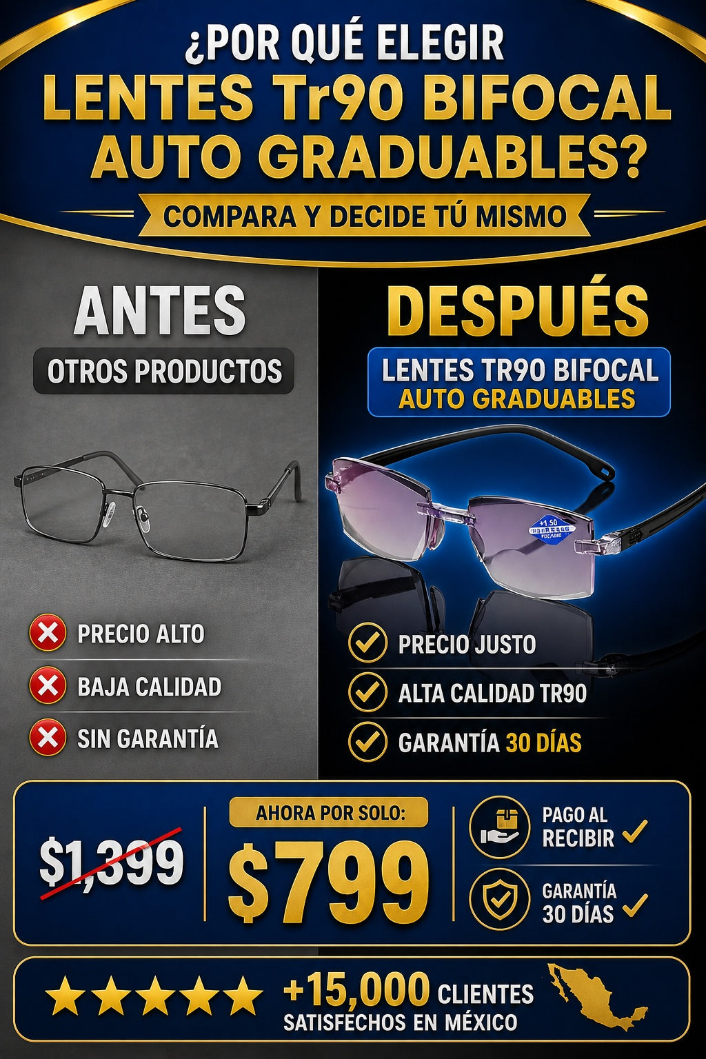 Lentes Tr90 Bifocal Auto Graduables - imagen 4