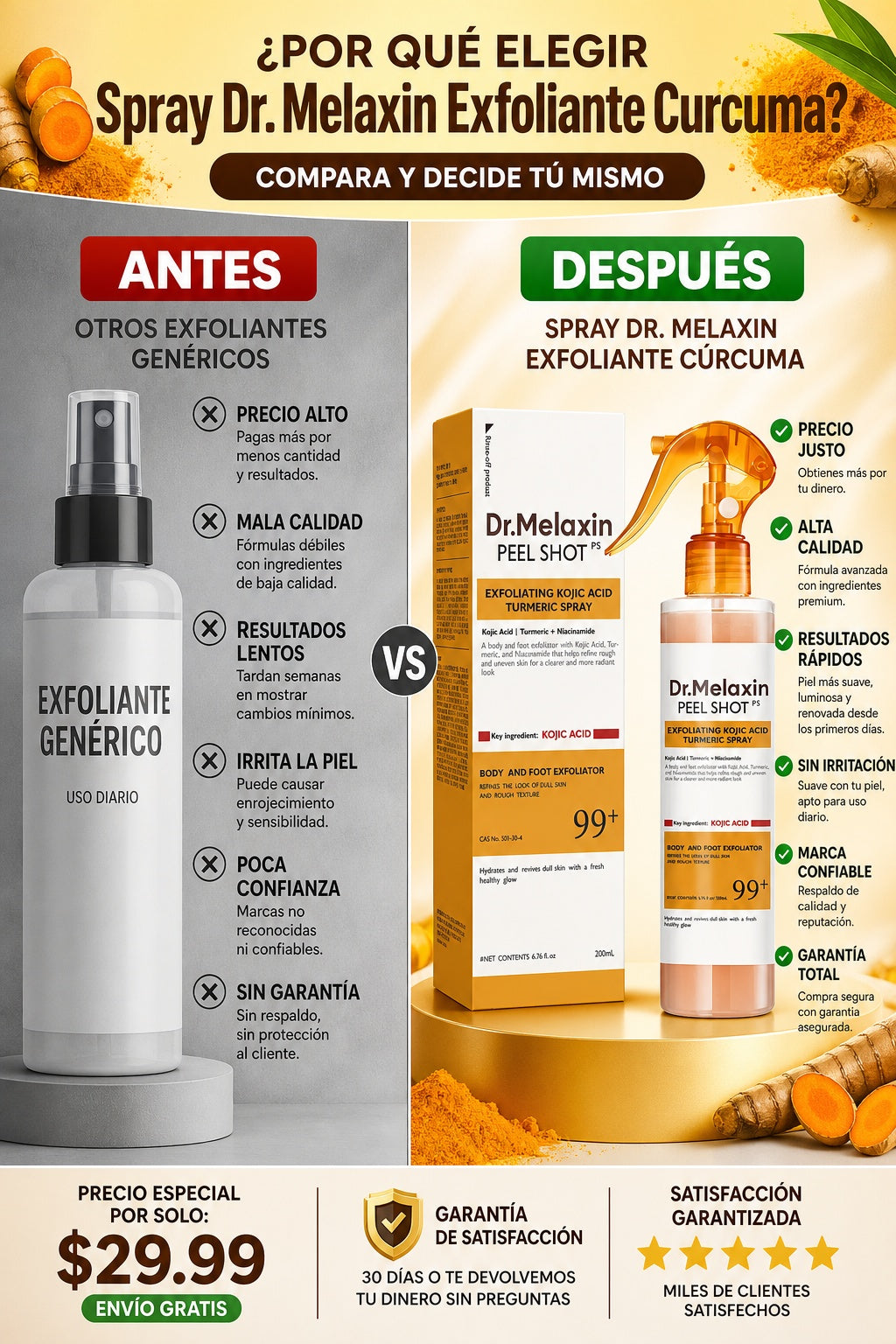 Spray Dr. Melaxin Exfoliante Curcuma - imagen 4