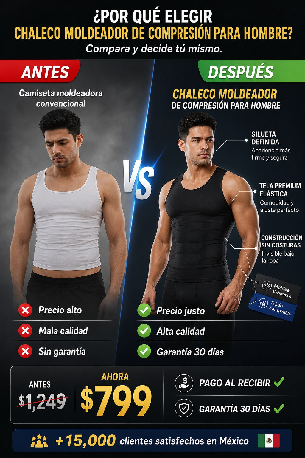 Chaleco moldeador de compresión para hombre - imagen 4 - beneficios