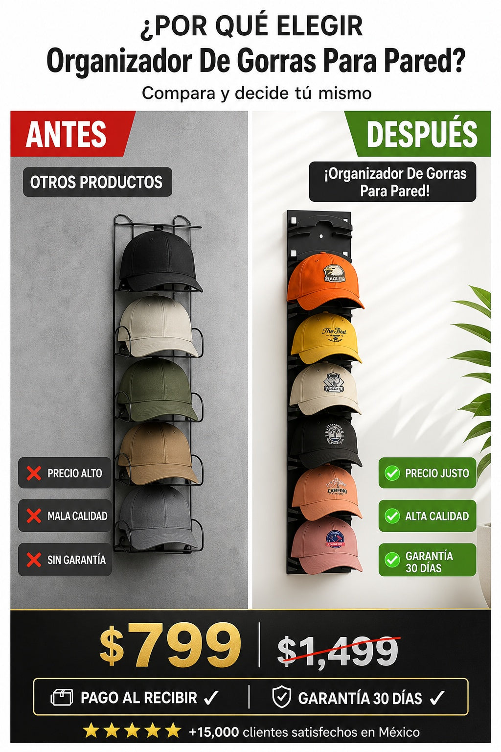 Organizador De Gorras Para Pared - imagen 4