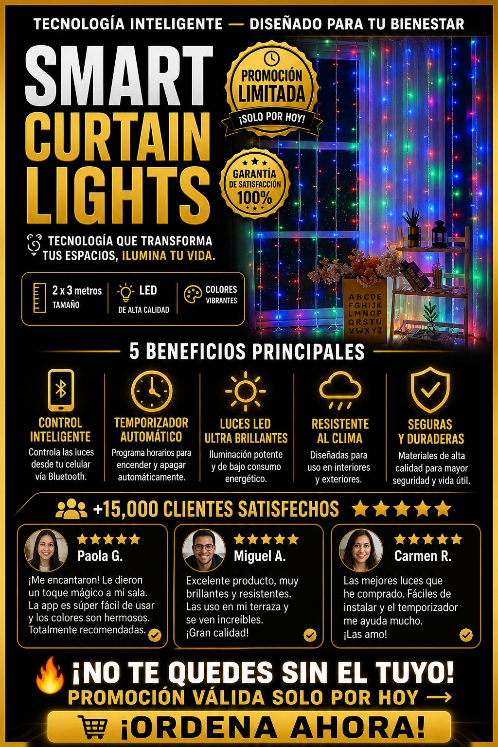 Una Cadena 2x3 M De Luces Para Cortinas - imagen 5