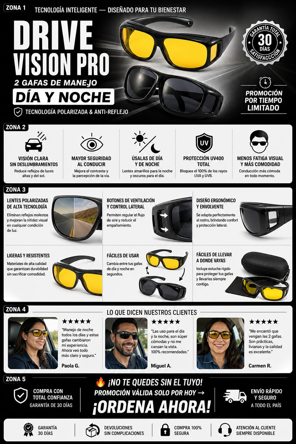 2 Gafas De Conduccion Dia Noche Lentes - imagen 5