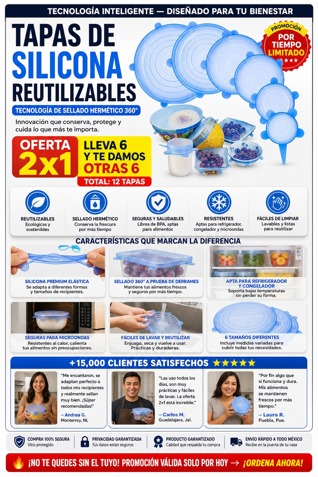 6 Tapas De Silicon Reutilizable oferta de 2x1 total recibes 12 - imagen 5