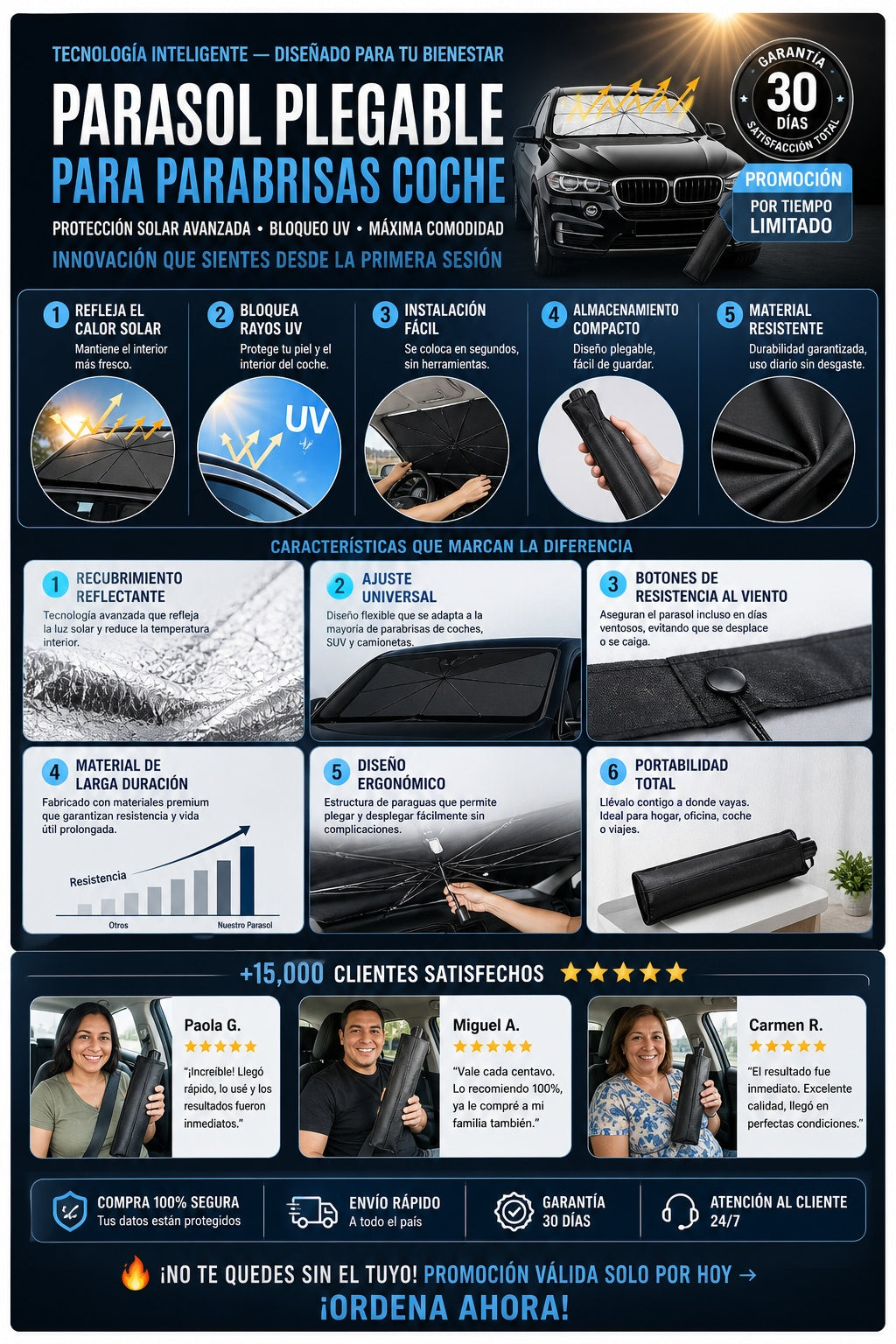 Parasol Plegable Para Parabrisas Coche - imagen 5
