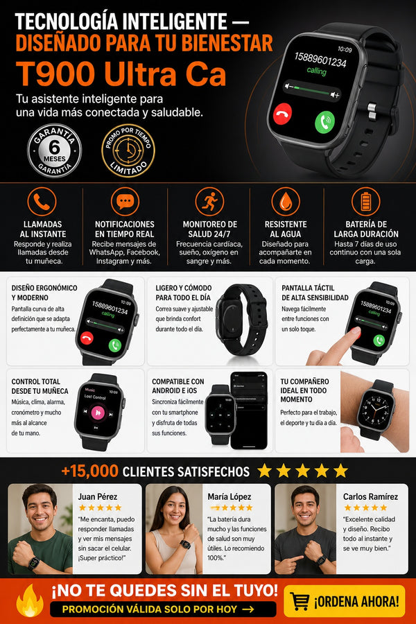 Smartwatch Reloj Deportivo T900 Ultra Ca - imagen 5