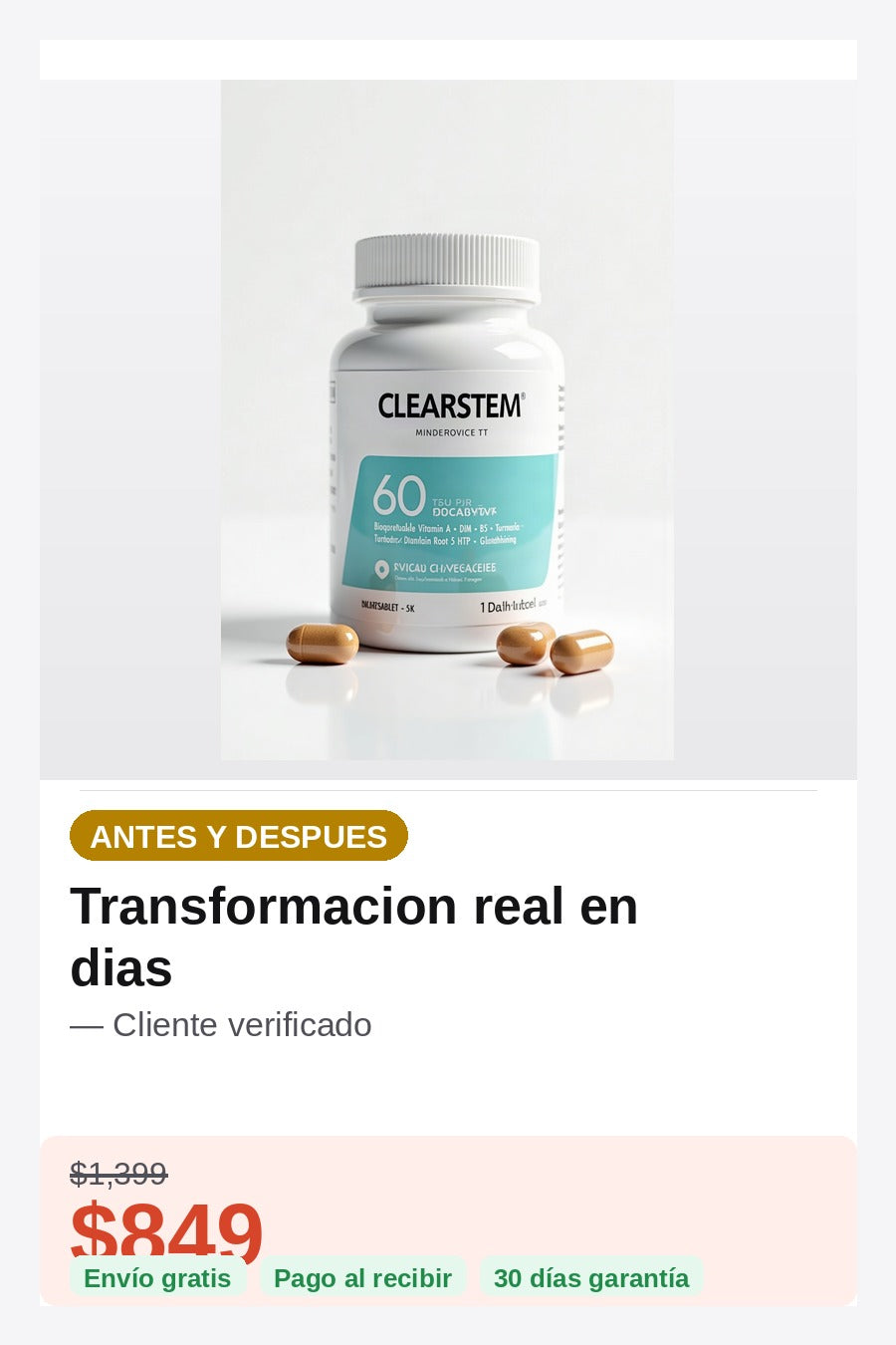 Suplemento Clearstem Tratamiento Acne — antes-despues