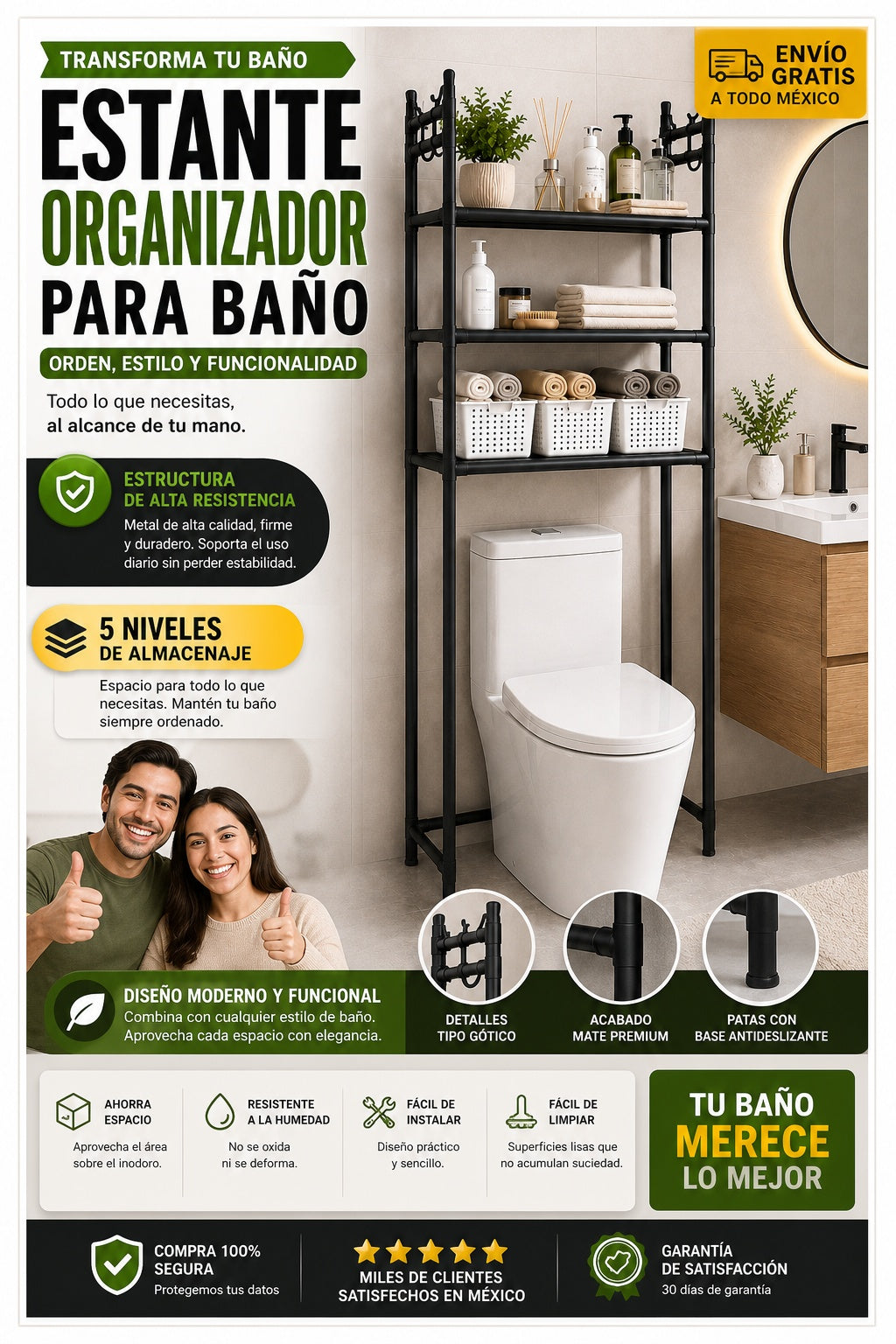 Estante Organizador Para Baño - imagen 5