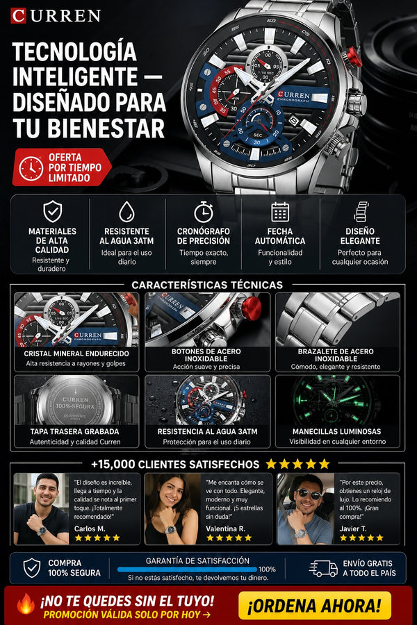 Reloj Curren 8415 Platea Crono Acero In - imagen 5