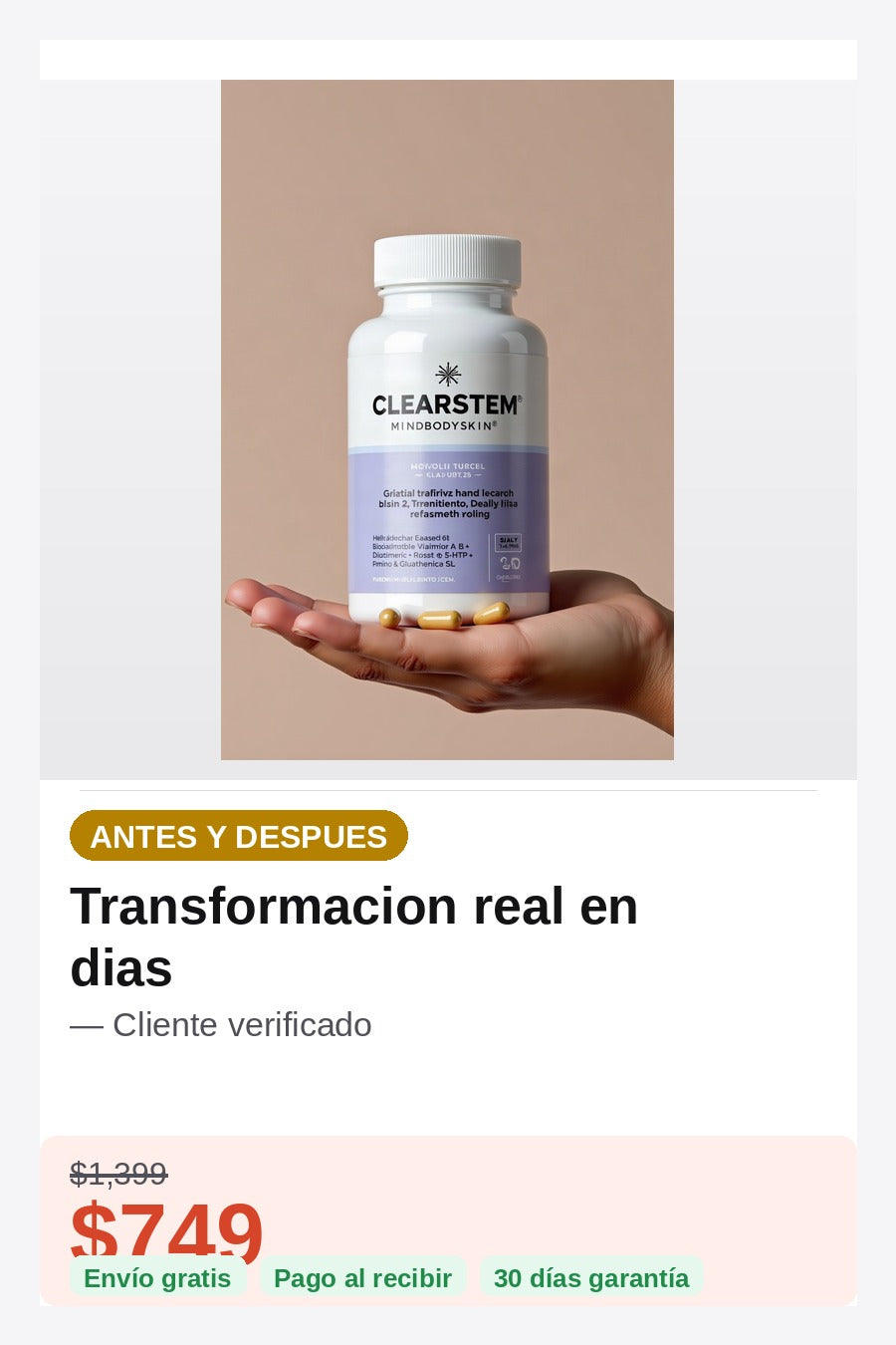 Suplemento Clearstem Tratamiento Acne — antes-despues