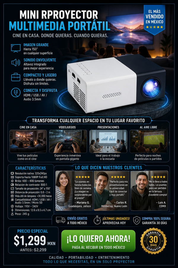 Mini Rproyector Multimedia Portatil - imagen 5