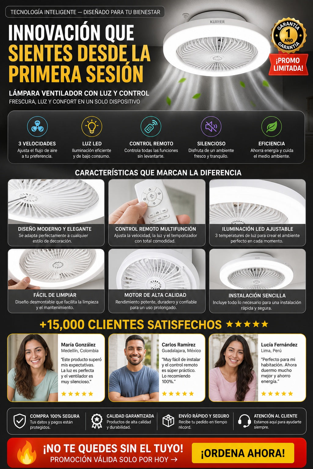 Lampara Ventilador Con Luz Y Control - imagen 5
