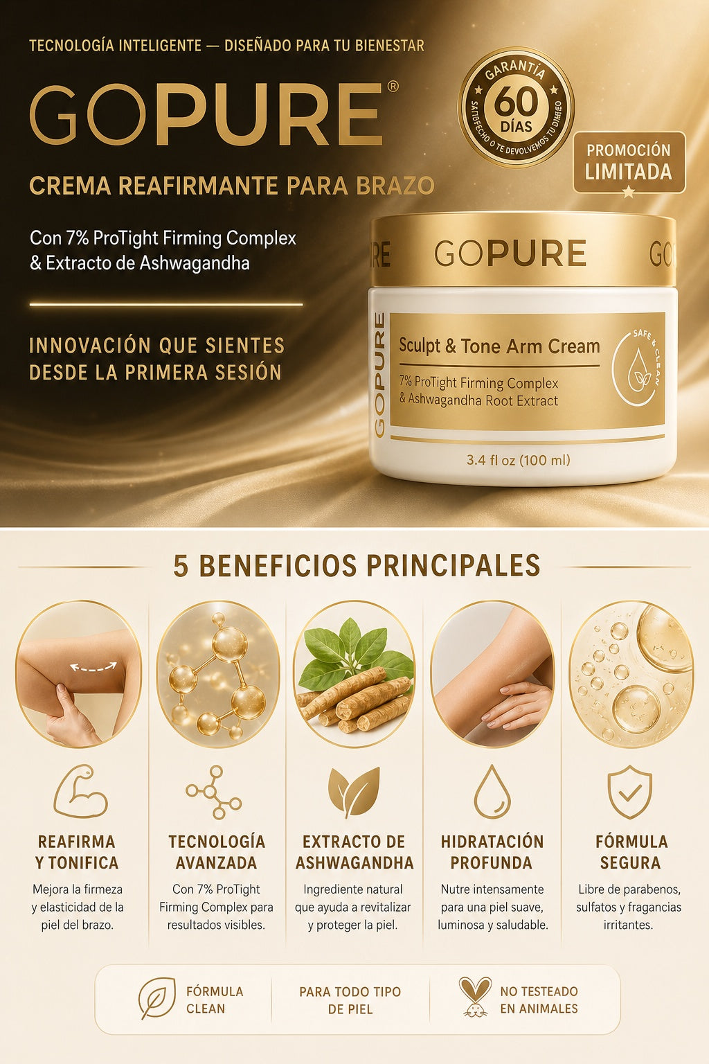Crema Reafirmante Para Brazo Gopure - imagen 5