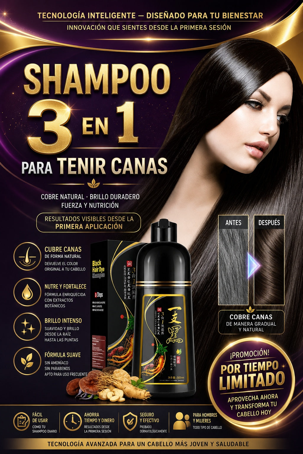 Shampoo 3 En 1 Para Tenir Canas - imagen 5