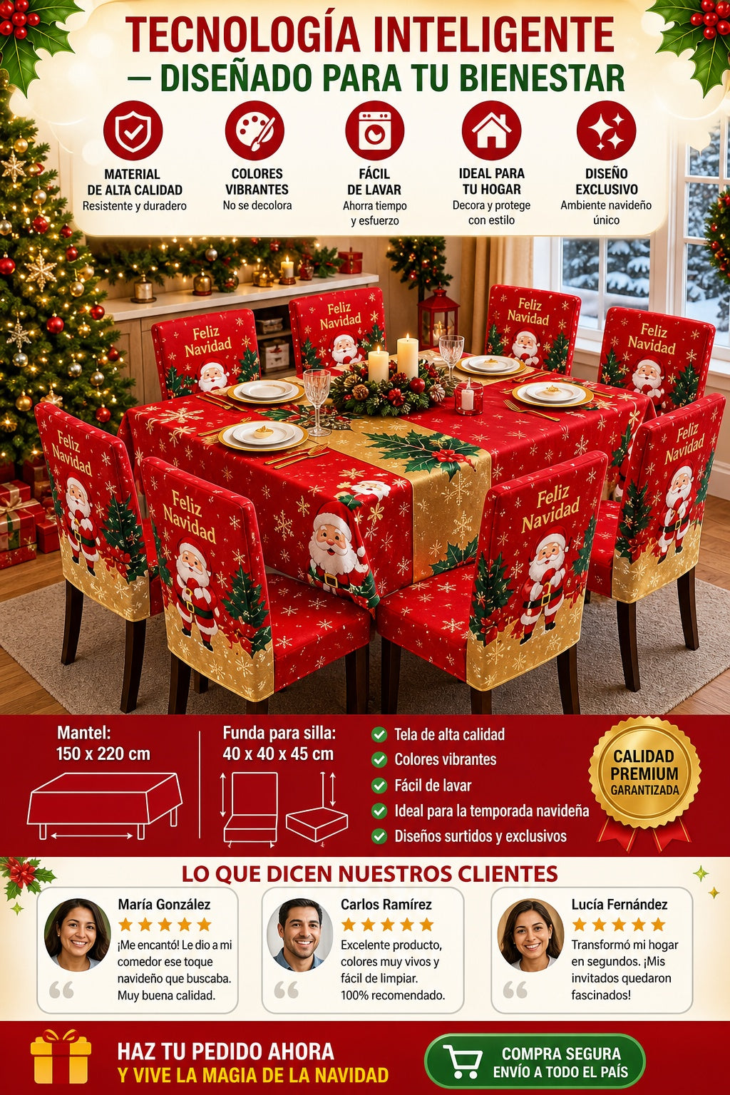 Mantel Navidenos Con 7 Fundas De Silla - imagen 5