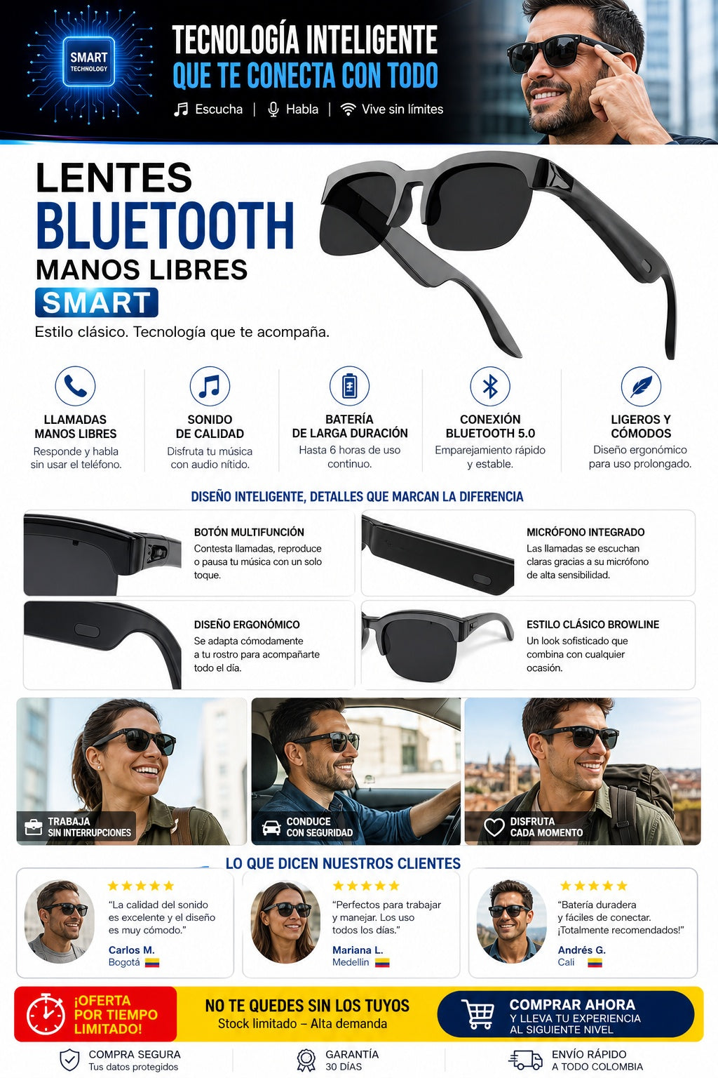 Lentes Bluetooth Manos Libres Smart - imagen 5