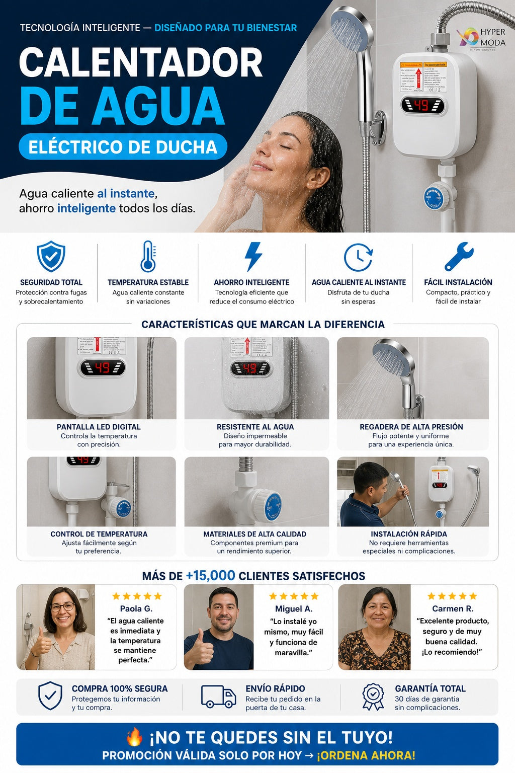 Calentador De Agua Electrico De Ducha - imagen 5