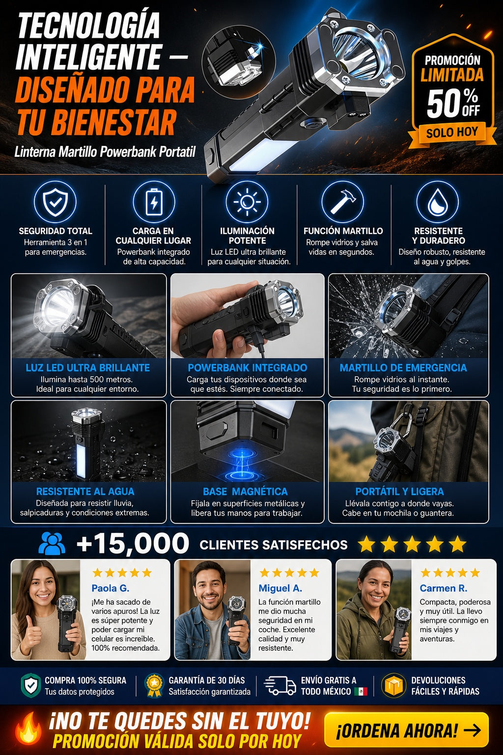 Linterna Martillo Powerbank Portatil - imagen 5