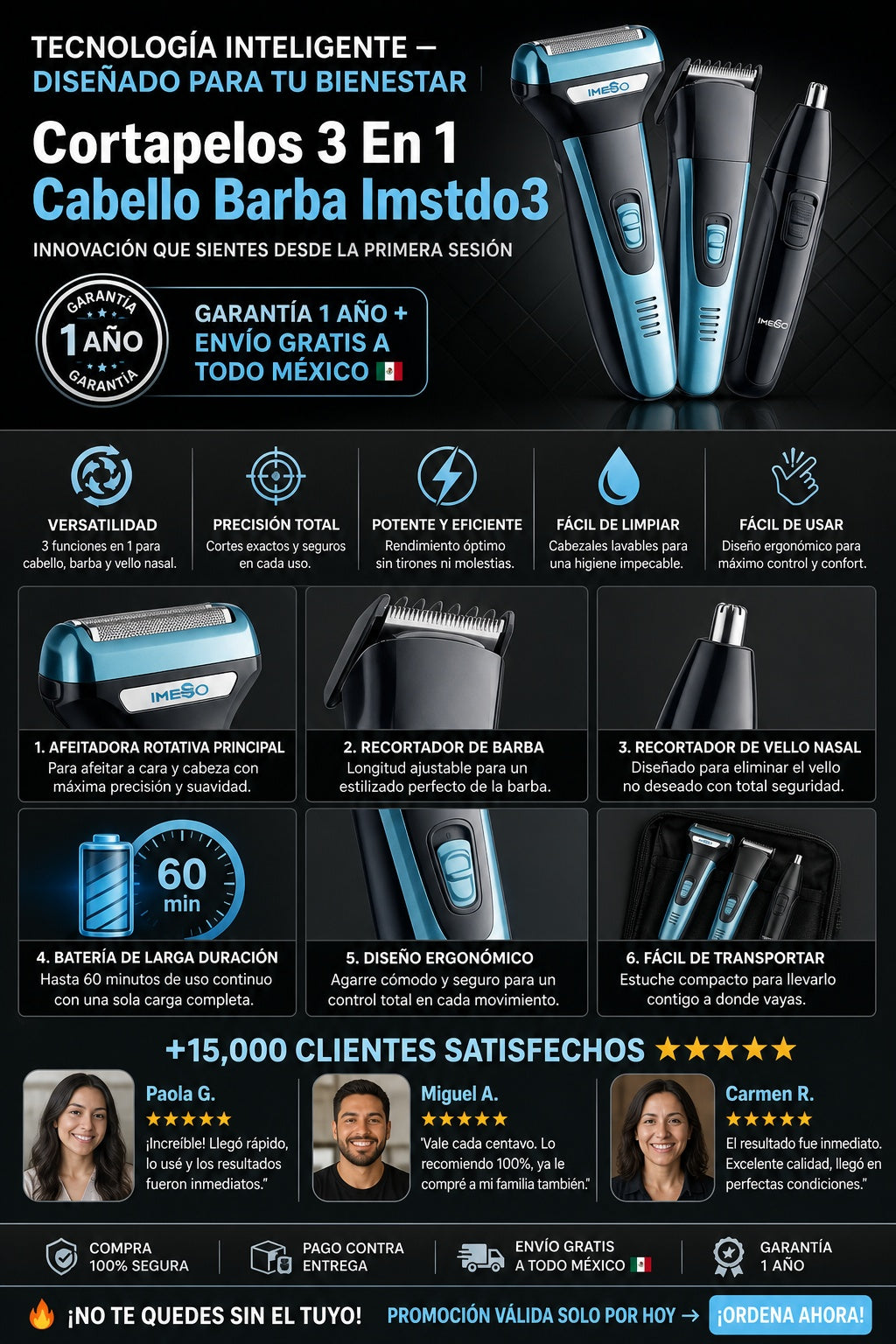 Cortapelos 3 En 1 Cabello Barba Imstdo3 - imagen 5