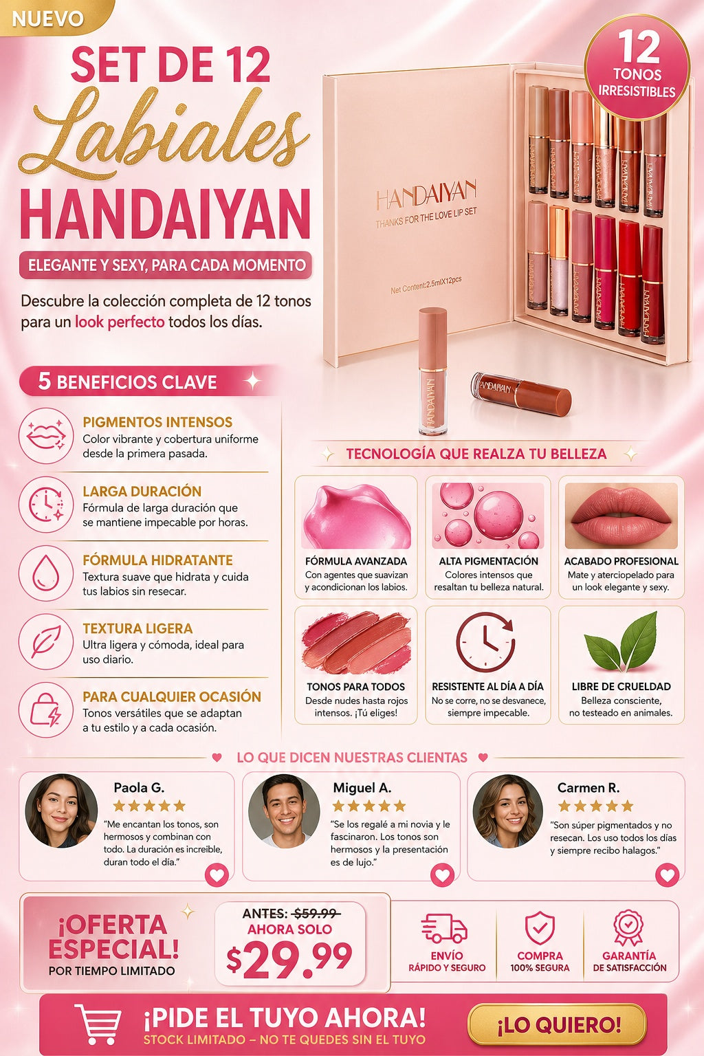 Set De 12 Labiales Handaiyan - imagen 5