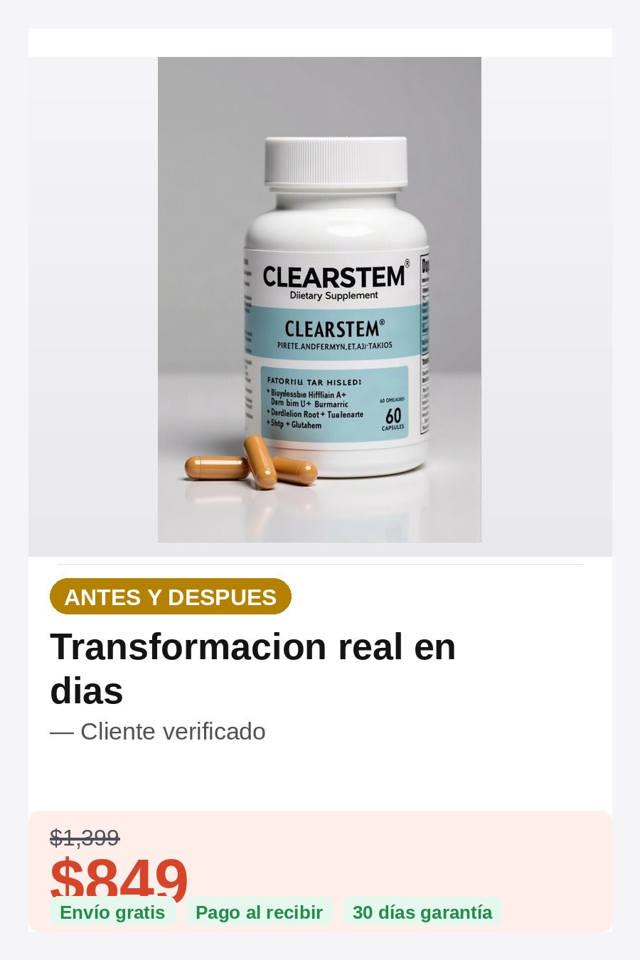 Suplemento Clearstem Tratamiento Acne — antes-despues
