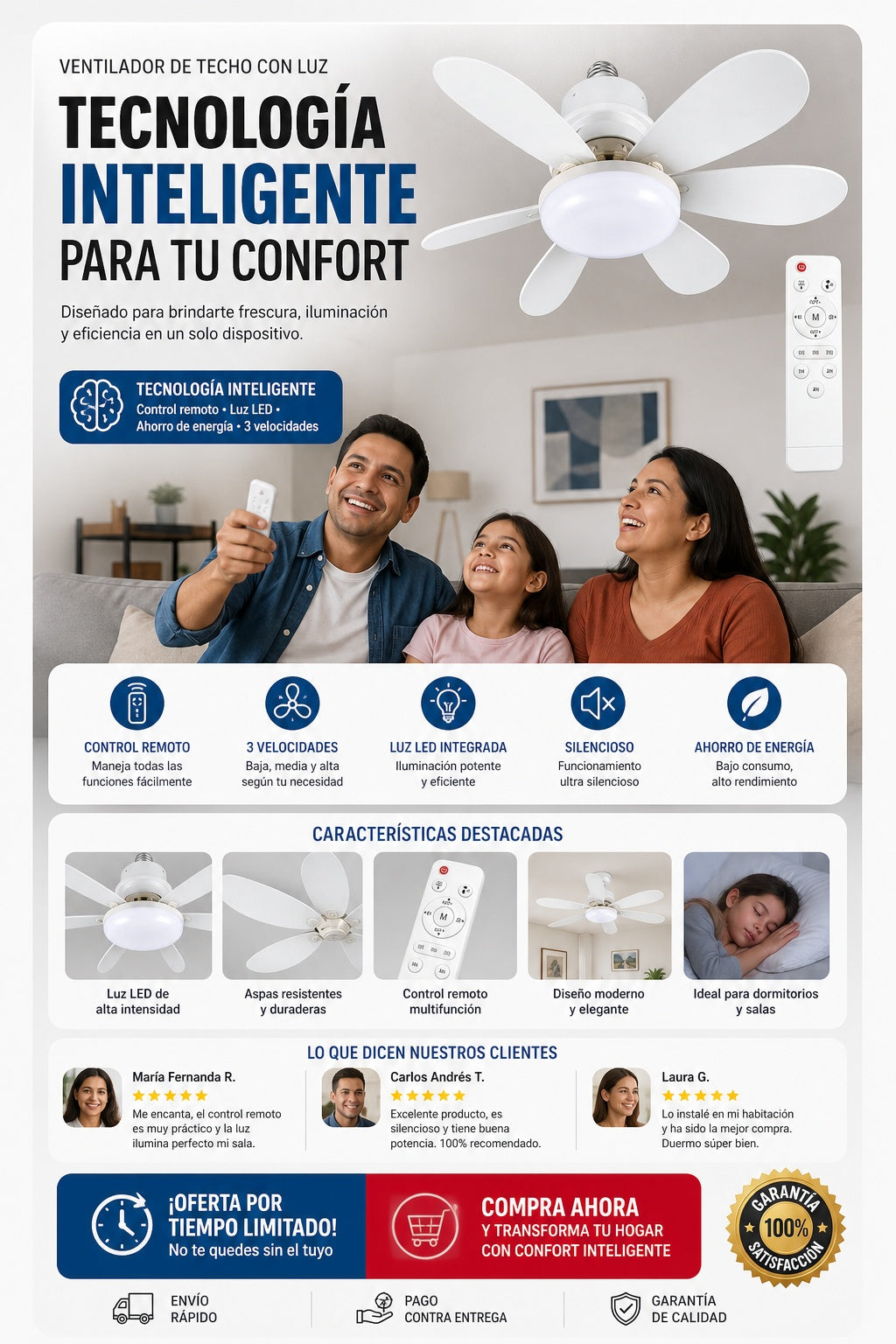 Ventilador De Techo Con Luz - imagen 5