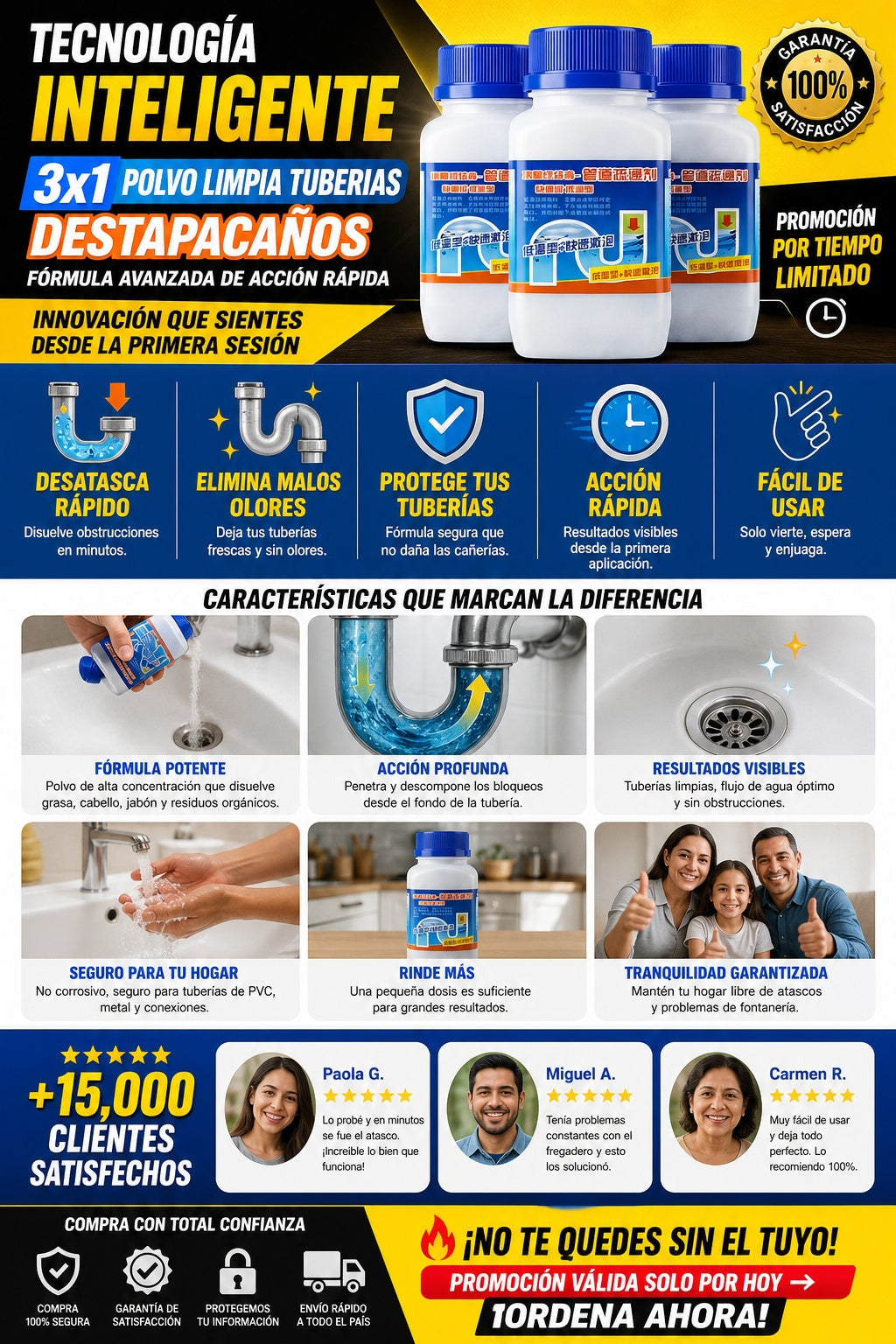3x1 Polvo Limpia Tuberias Destapacanos - imagen 5