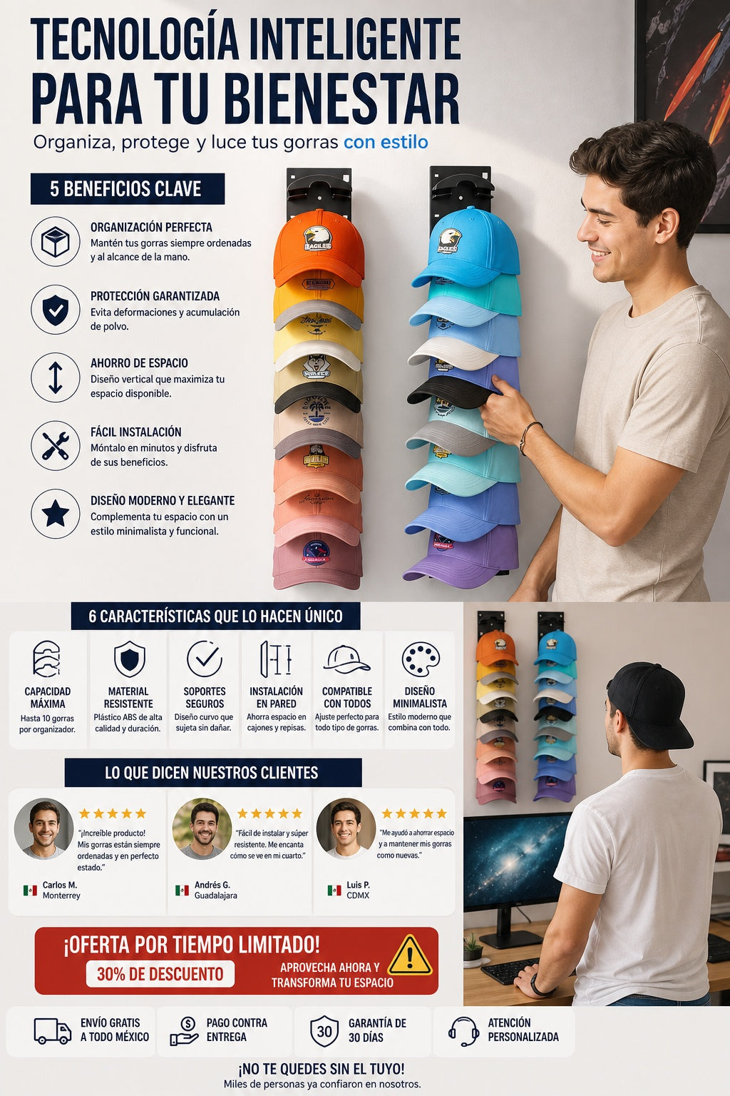Organizador De Gorras Para Pared - imagen 5