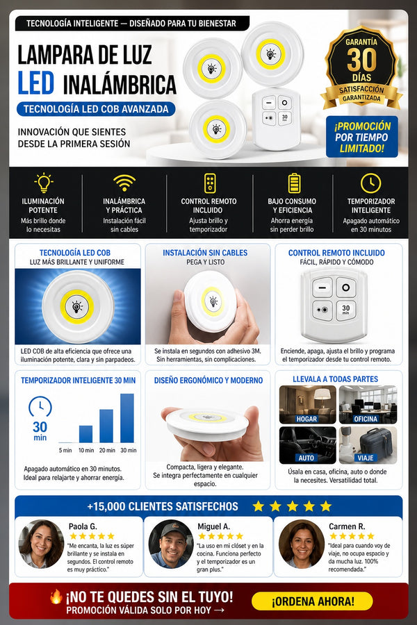 Lampara De Luz Led Inhalambrica - imagen 5