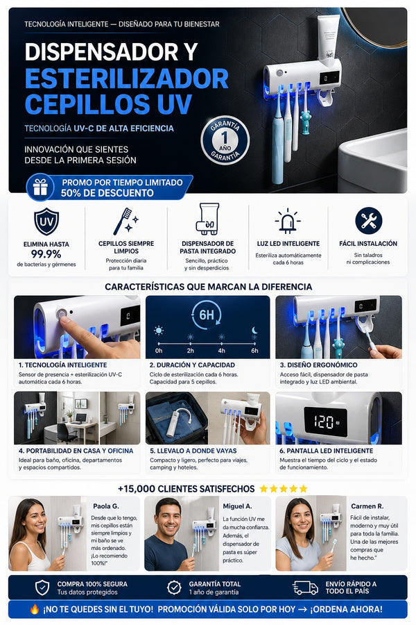 Dispensador Y Esterilizador Cepillos Uv - imagen 5