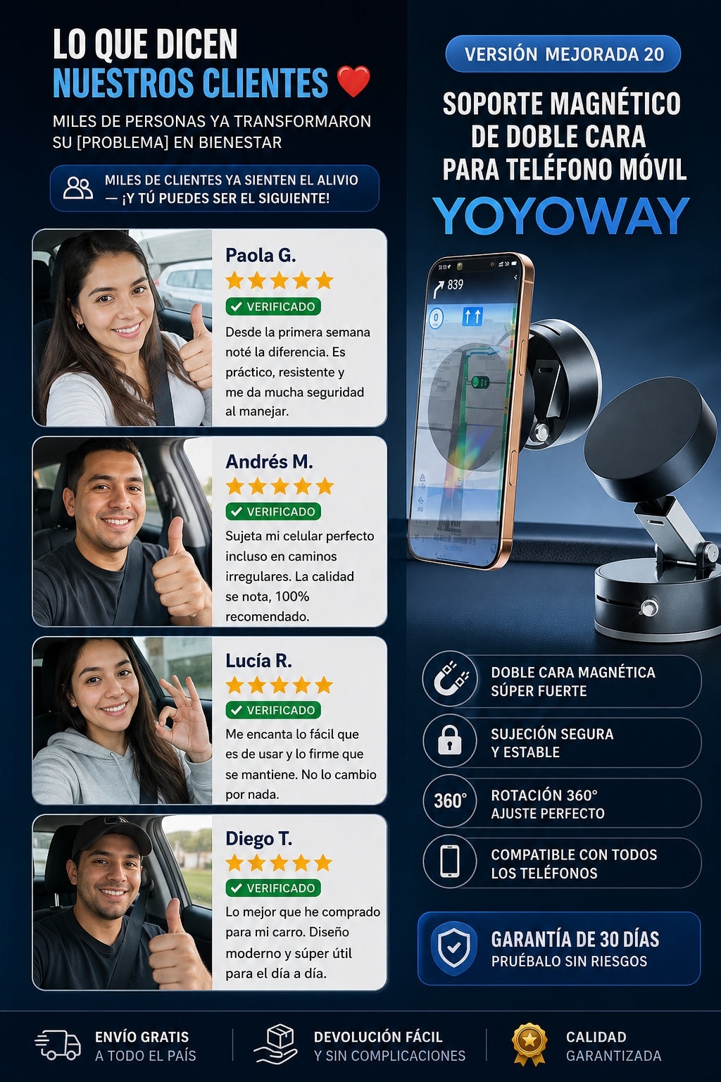 Soporte magnético de doble cara para teléfono móvil YOYOWAY (versión mejorada 20 - imagen 6 - comparativa