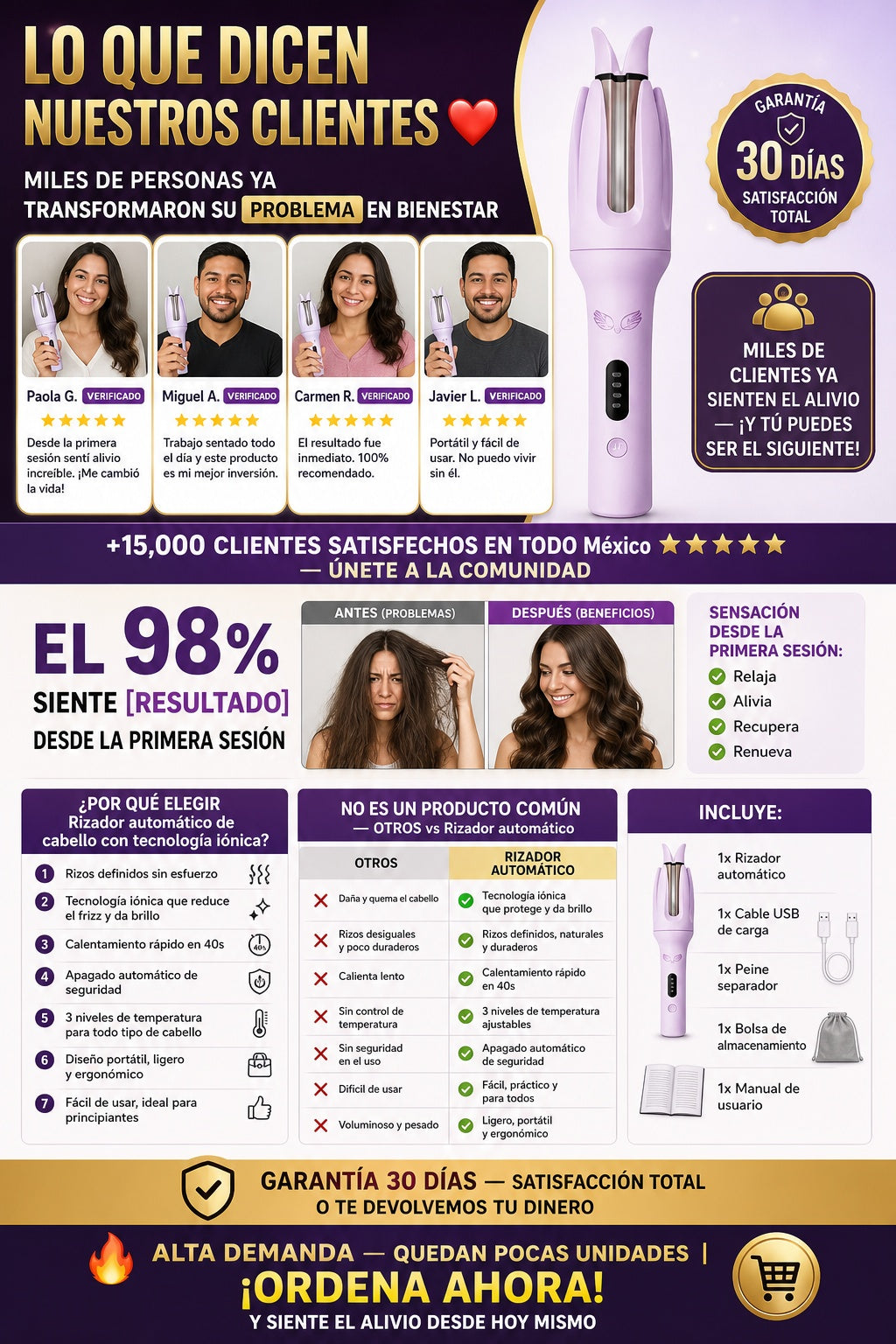 Rizador automático de cabello con tecnología iónica - imagen 6 - comparativa