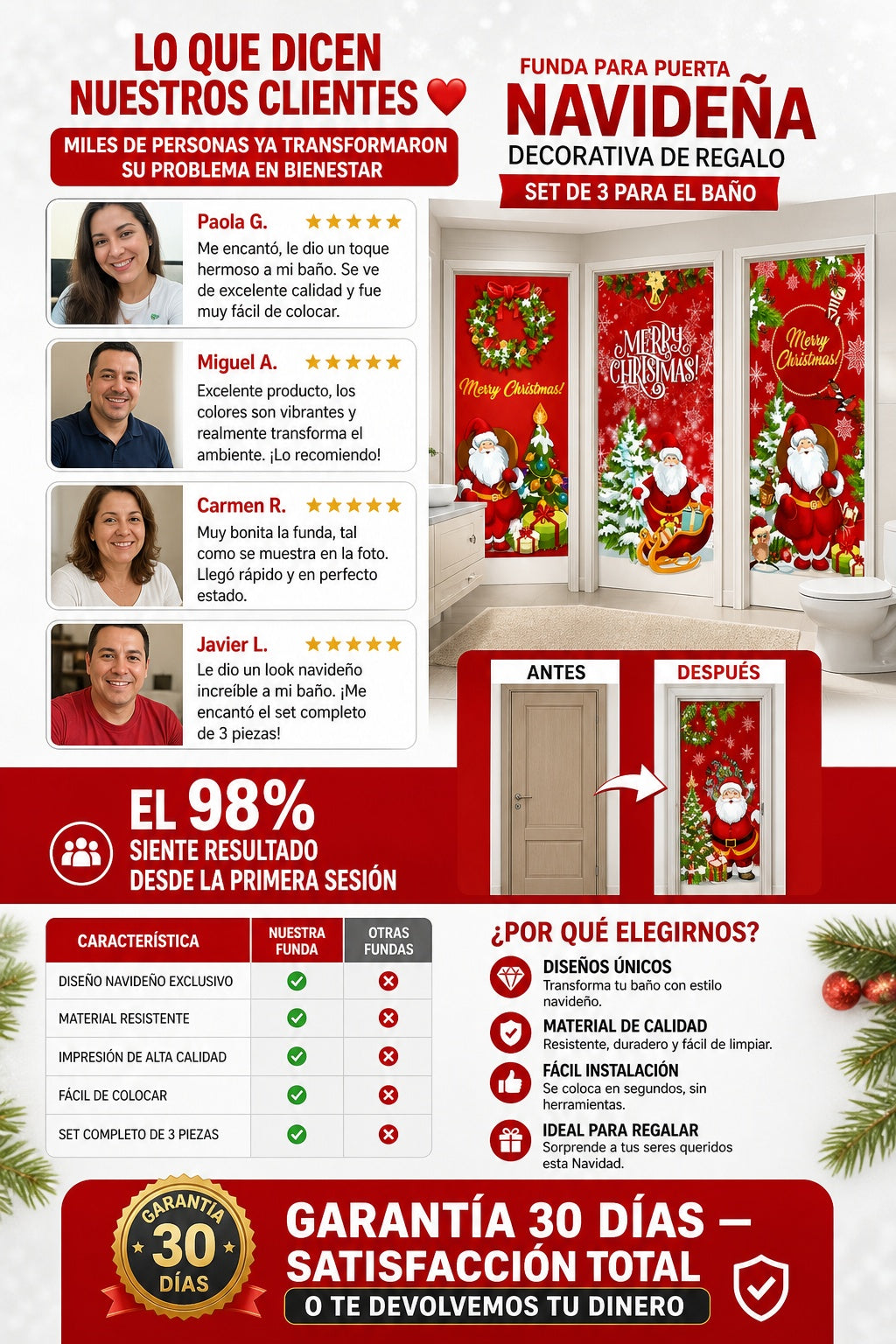 Funda Para Puerta Navideña  Decorativa de regalo set de 3 para el baño - imagen 6