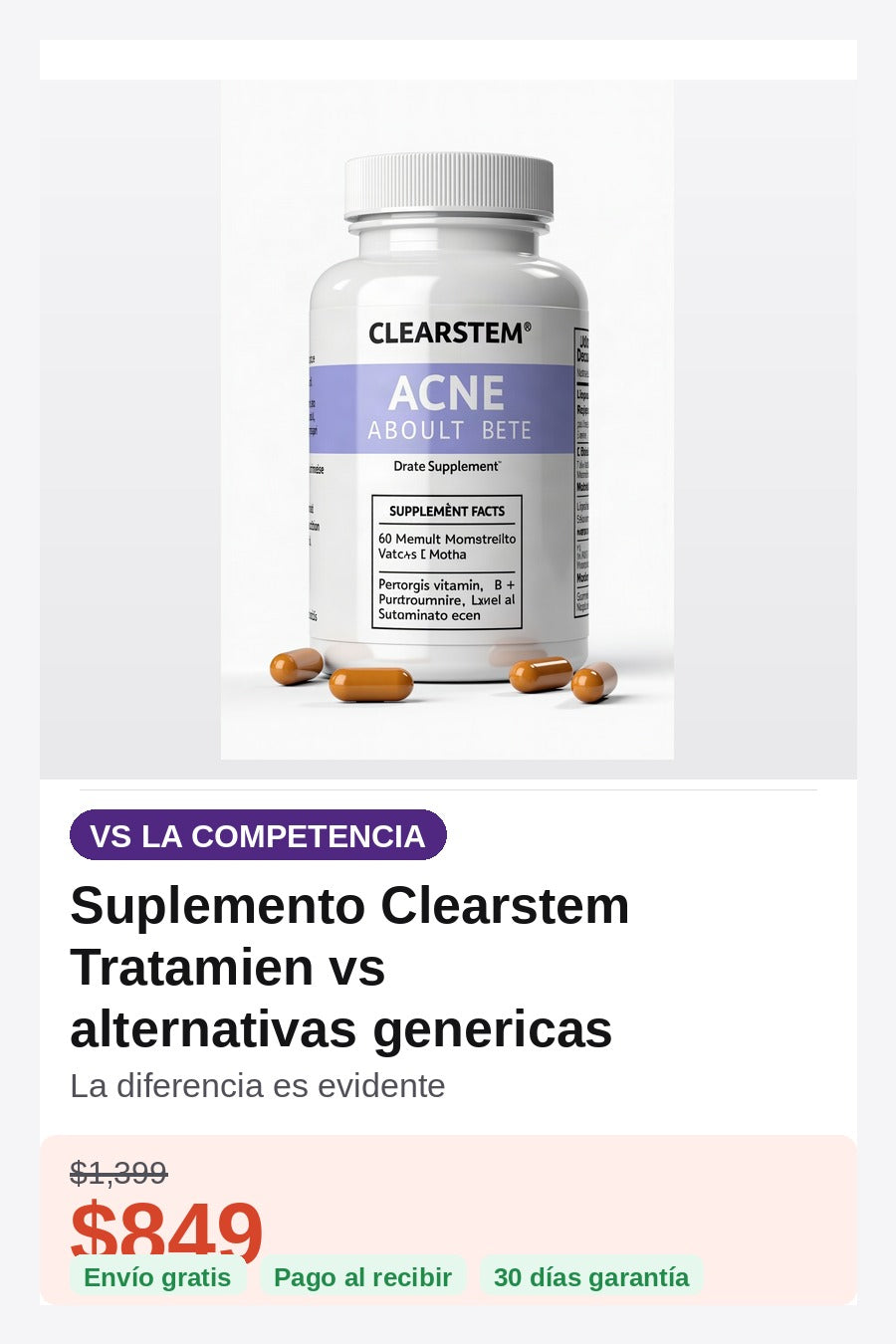 Suplemento Clearstem Tratamiento Acne — comparativa