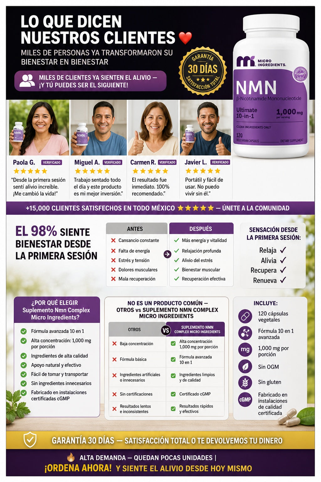 Suplemento Nmn Complex Micro Ingredients - imagen 6