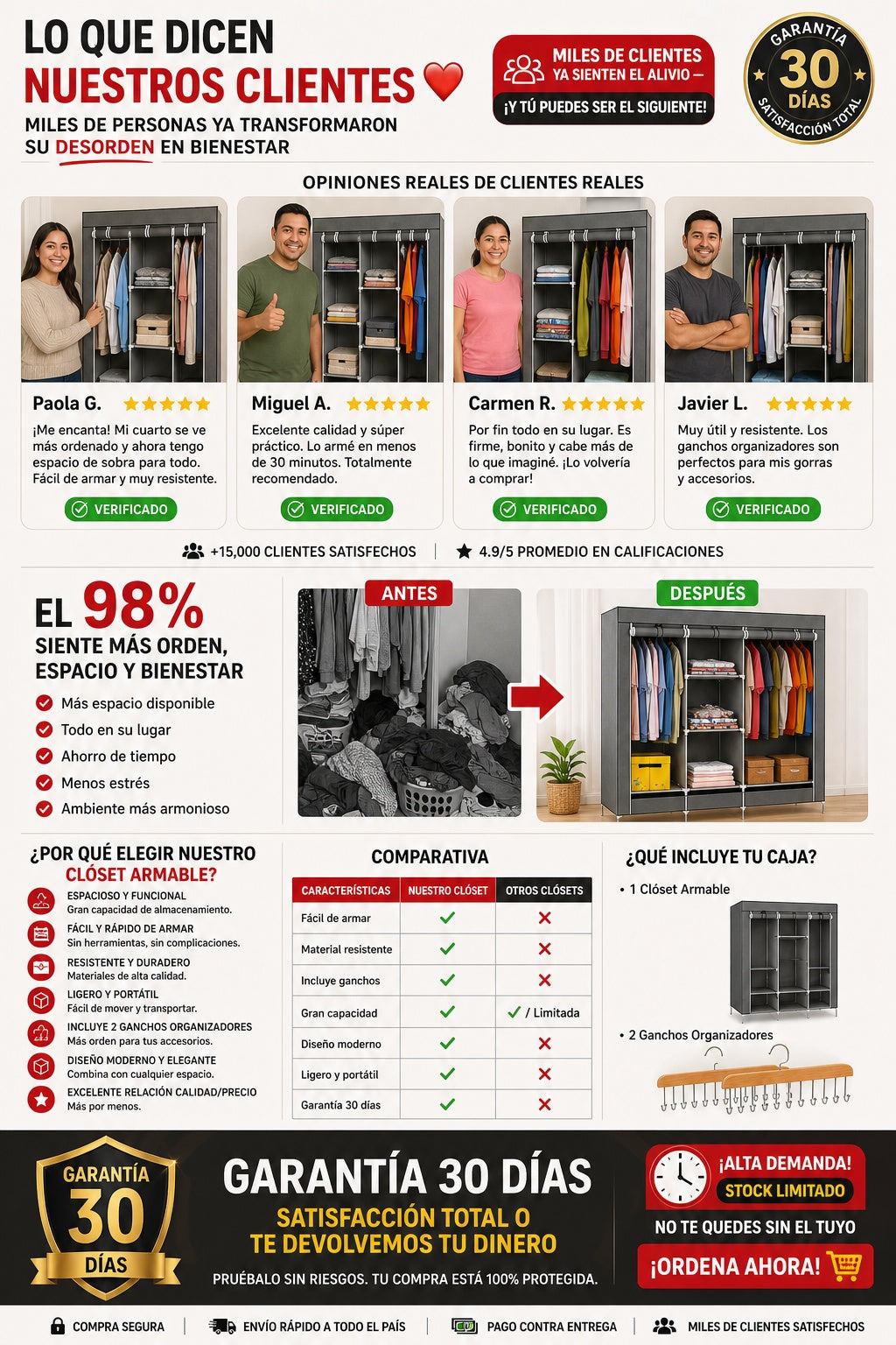Closet Armable Y 2 Ganchos Organizadores - imagen 6