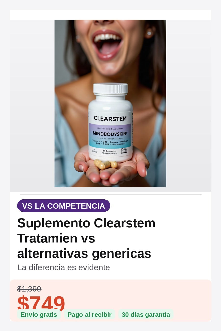 Suplemento Clearstem Tratamiento Acne — comparativa