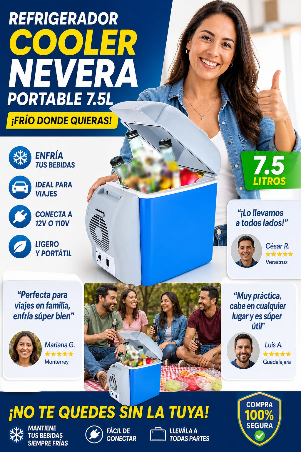 Refrigerador Cooler Nevera Portatil 7.5 - imagen 6