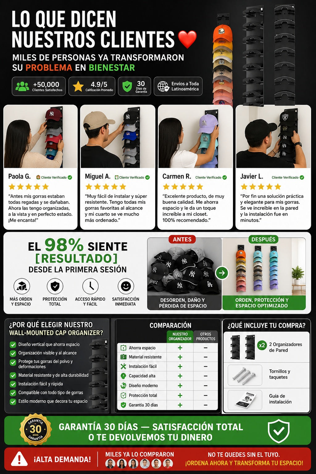Organizador De Gorras Para Pared - imagen 6