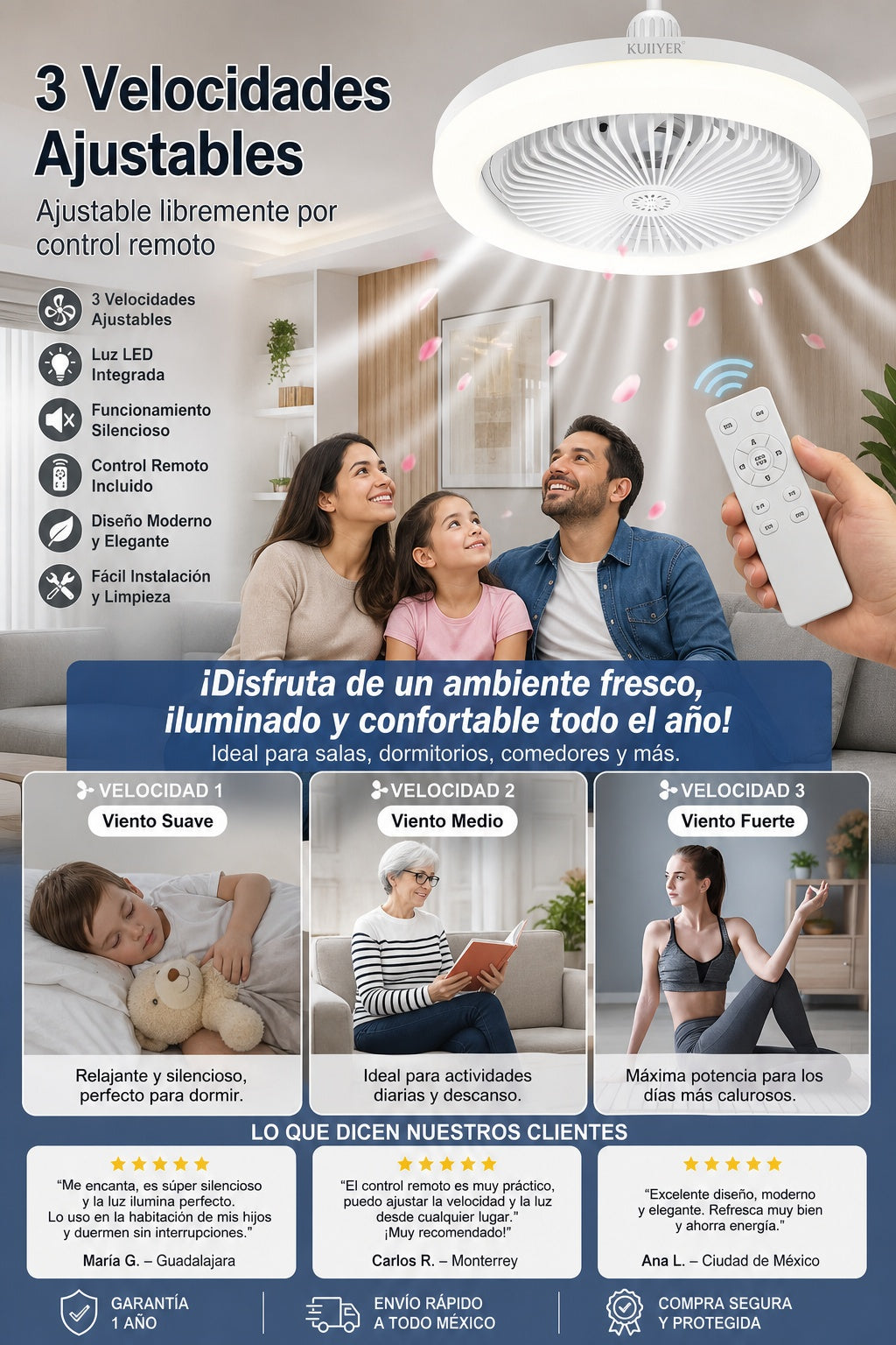 Lampara Ventilador Con Luz Y Control - imagen 6