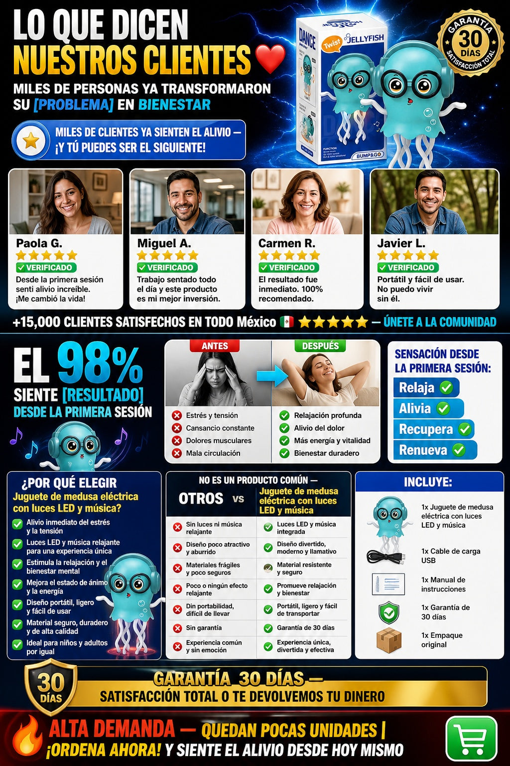 Juguete de medusa eléctrica con luces LED y música - imagen 6 - comparativa