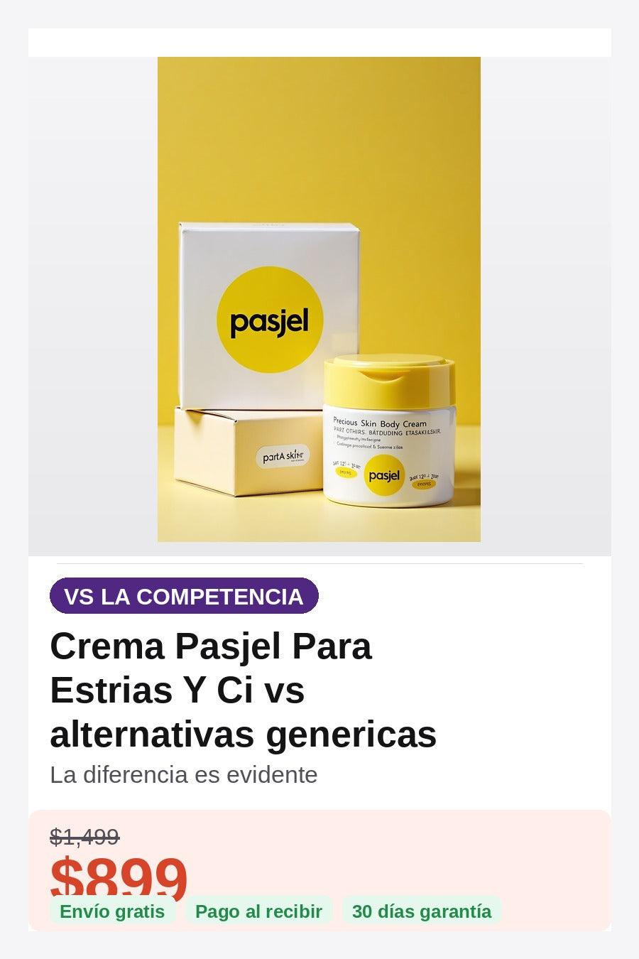 Crema Pasjel Para Estrias Y Cicatrices — comparativa