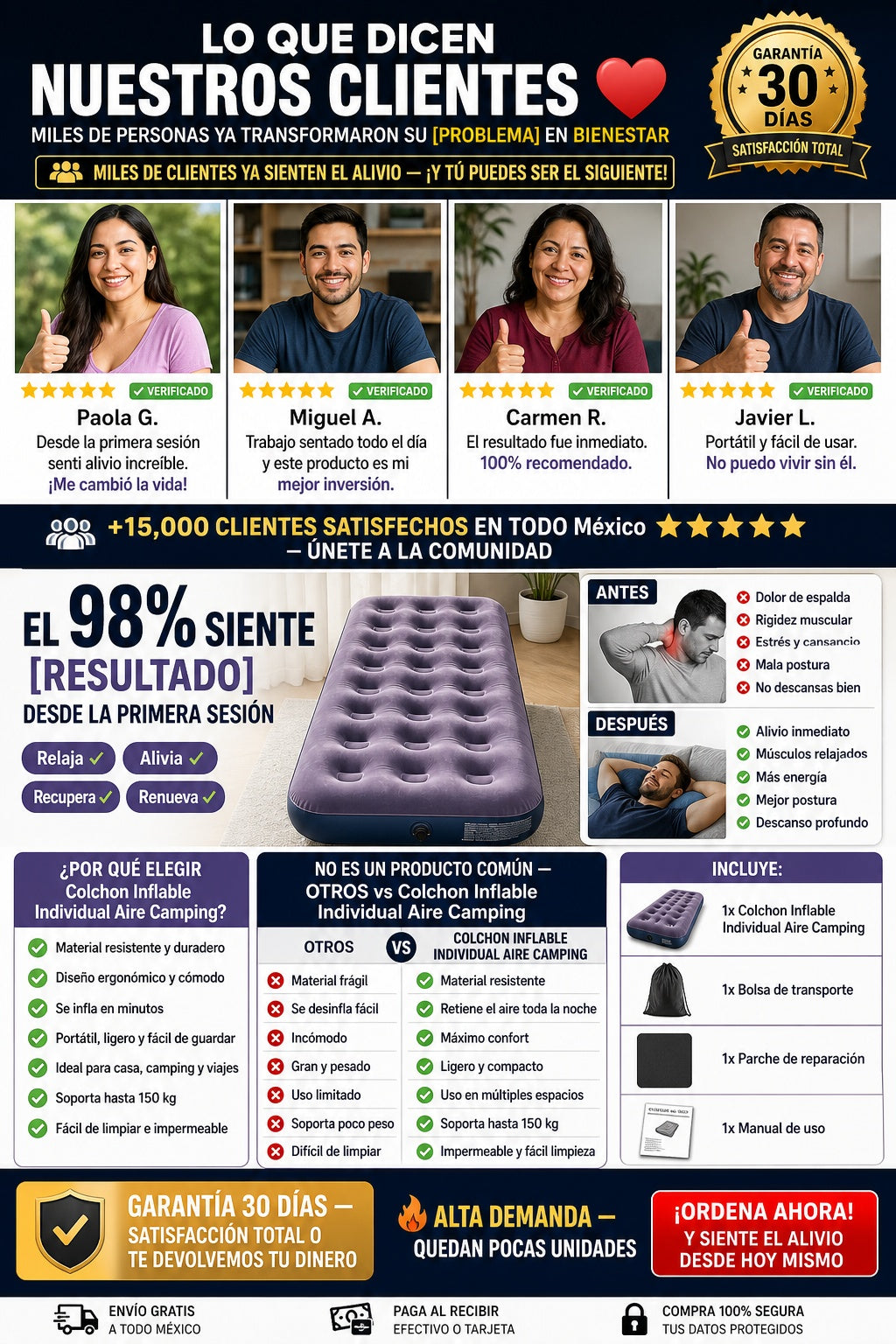 Colchon Inflable Individual Aire Camping - imagen 6