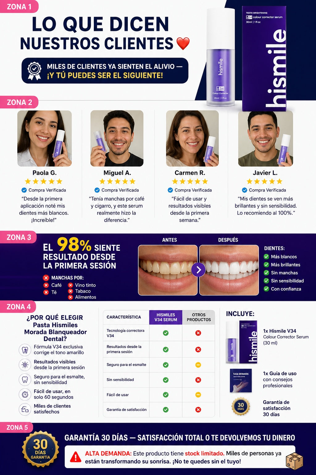 Pasta Hismiles Morada Blanqueador Dental - imagen 6 - comparativa