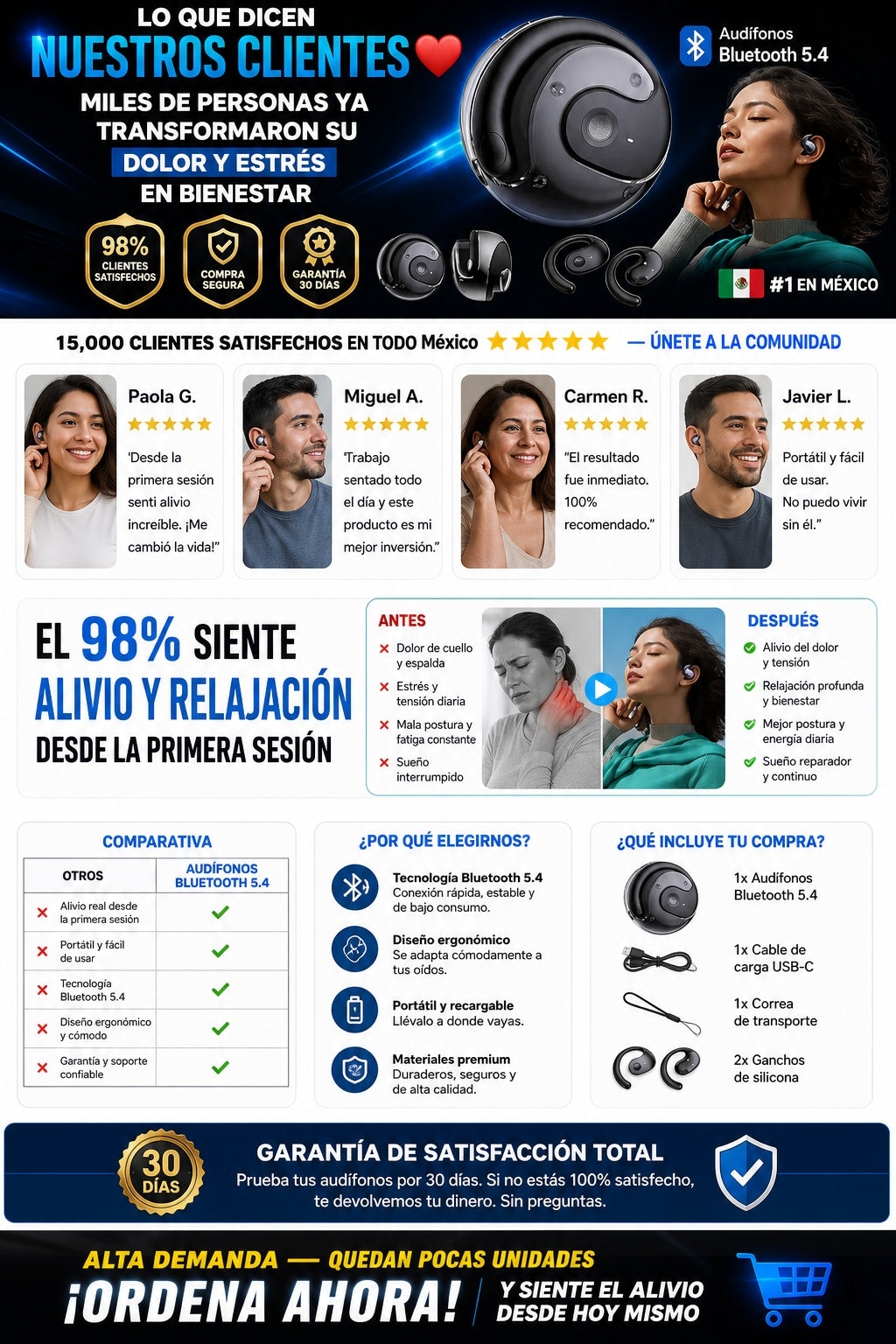 Audífonos Bluetooth 5.4,Con Traducción, Audífonos Inalámbricos Deportivos, Trans - imagen 6 - comparativa