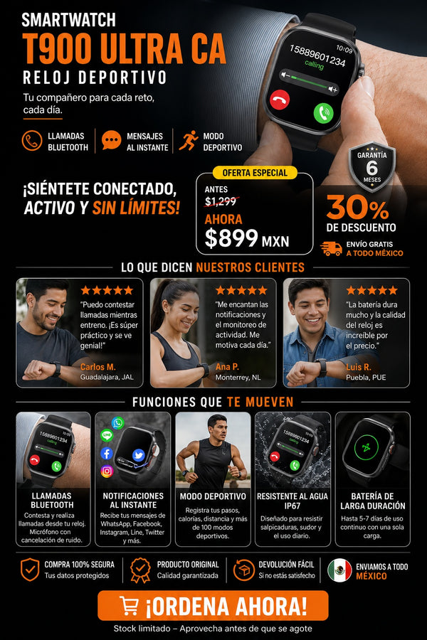 Smartwatch Reloj Deportivo T900 Ultra Ca - imagen 6