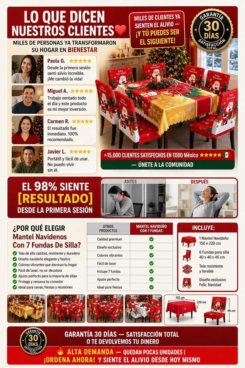 Mantel Navidenos Con 7 Fundas De Silla - imagen 6