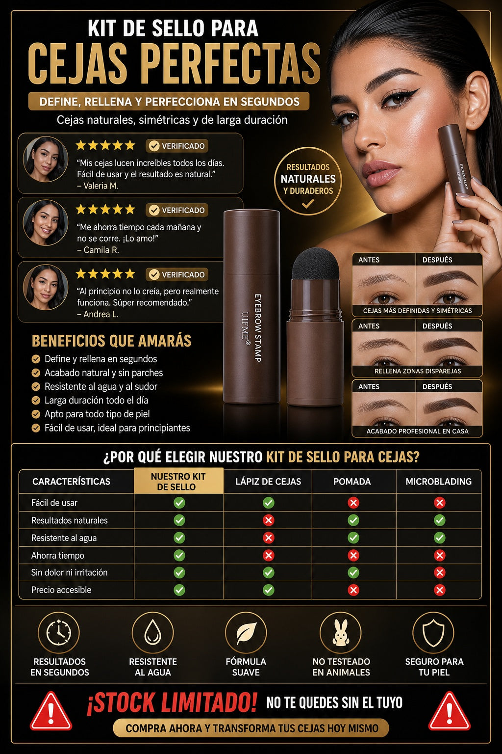 Kit De Sello De Cejas Con 10 Plantillas - imagen 6