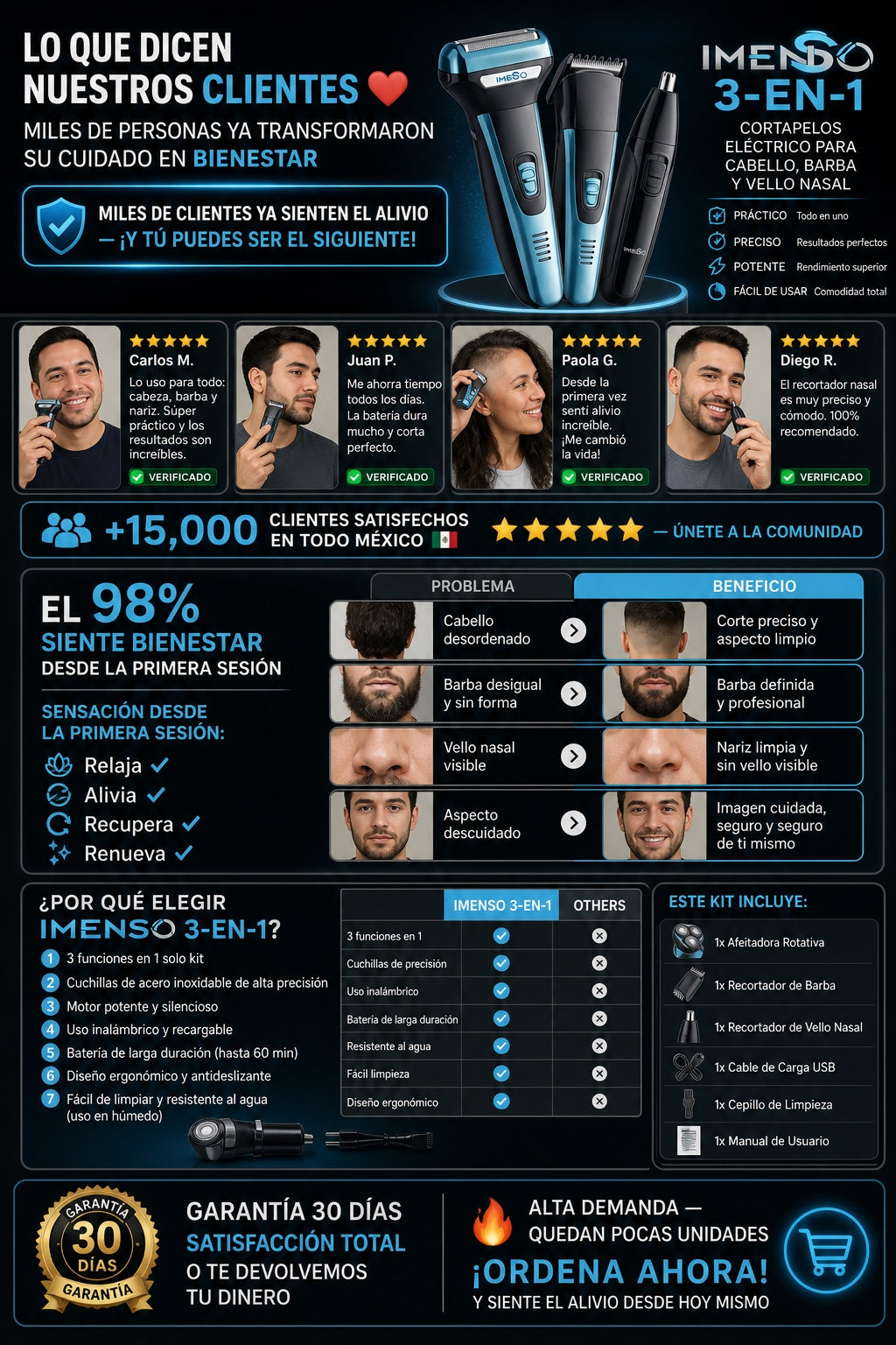 Cortapelos 3 En 1 Cabello Barba Imstdo3 - imagen 6
