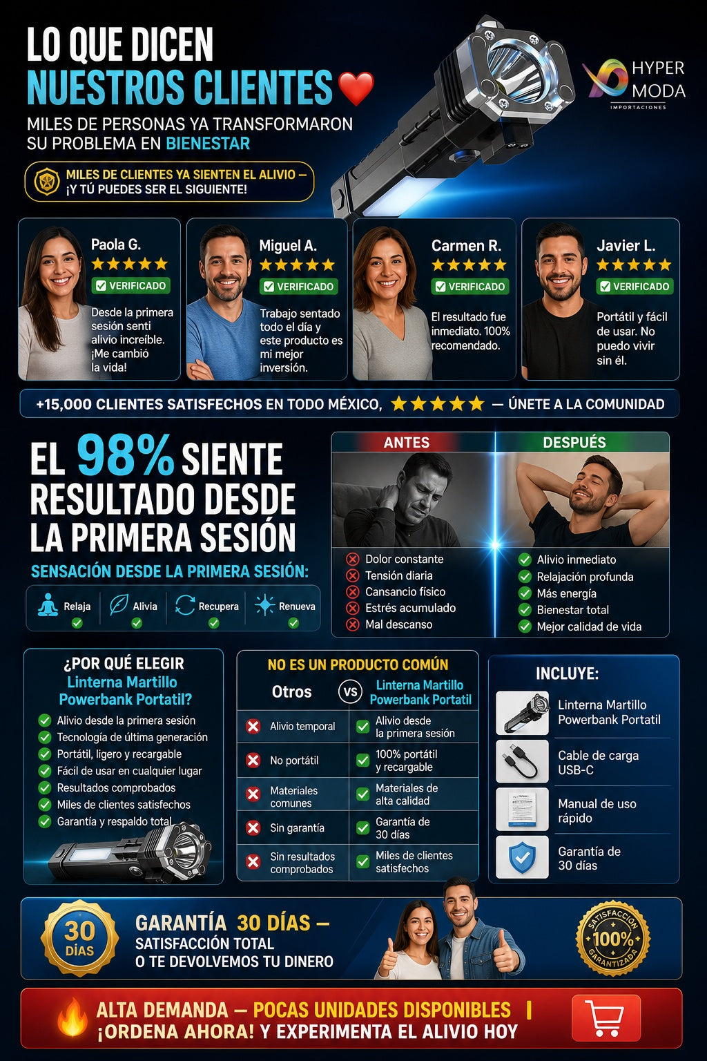 Linterna Martillo Powerbank Portatil - imagen 6