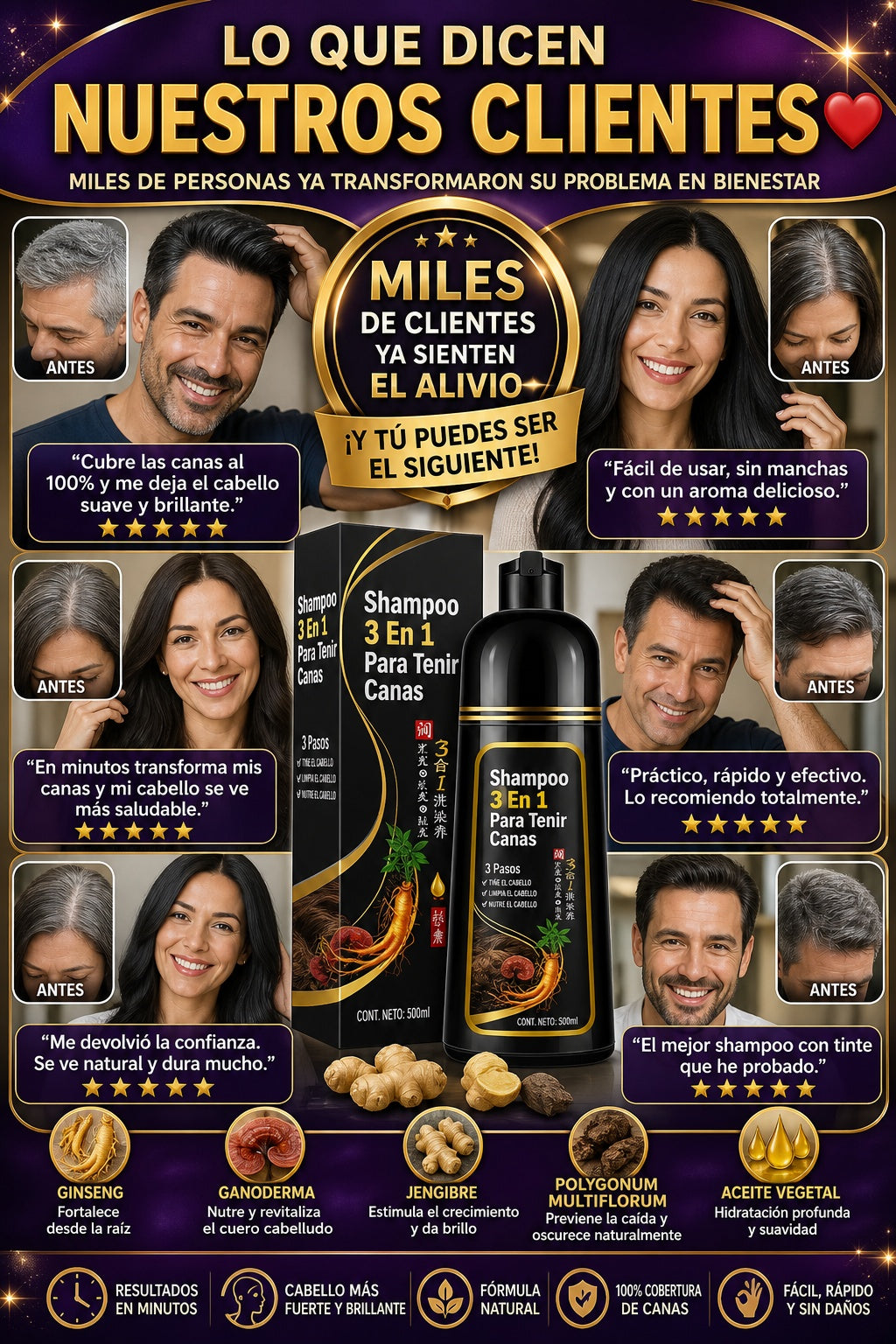 Shampoo 3 En 1 Para Tenir Canas - imagen 6